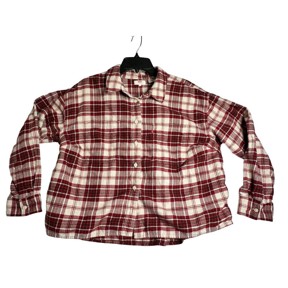 Levis Long Sleeve Red Plaid Flannel Shirt Womens Size 1X Plus